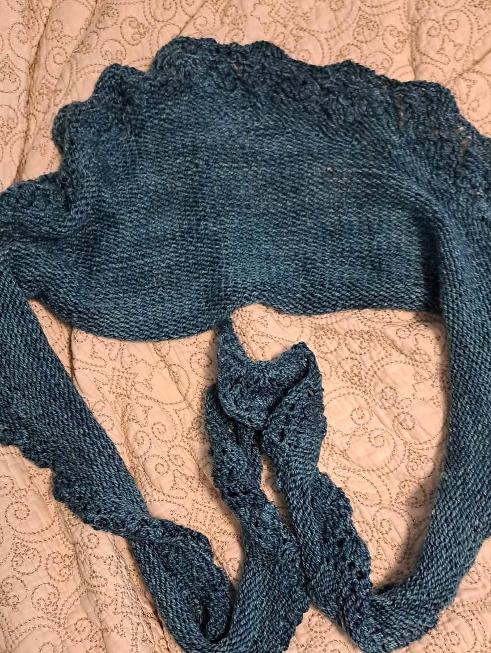 Women's Teal Knit Lace-Trim Shrug